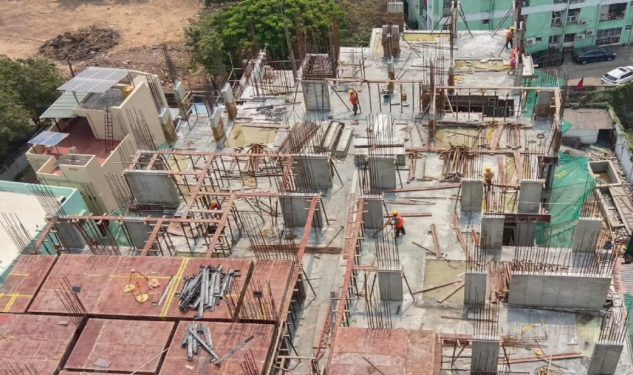 An image of Top view - fifth floor pour 1 showing construction status of DRA Astra residential Properties in Madhavaram, Chennai as on 12th March 2026