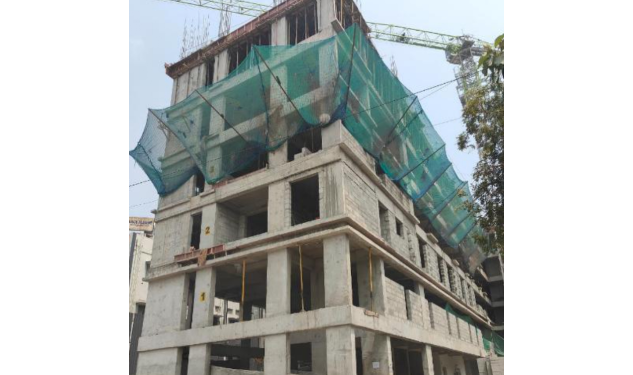 An image of South west side elevation showing construction status of DRA Infinique residential Properties in Madhavaram, Chennai as on 12th March 2026
