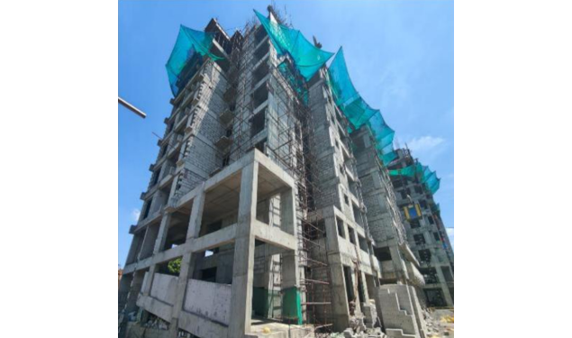 DRA Astra construction update on 06-08-2026 showing Northwest Side Elevation View in Flats in Madhavaram - Chennai.