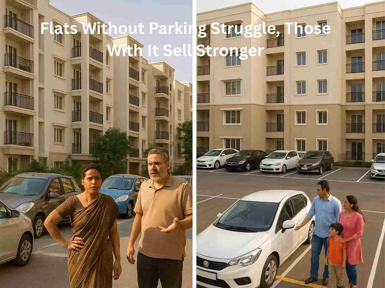 Comparison of Chennai flats without reserved parking vs flats with proper parking, showing effect on resale value.
