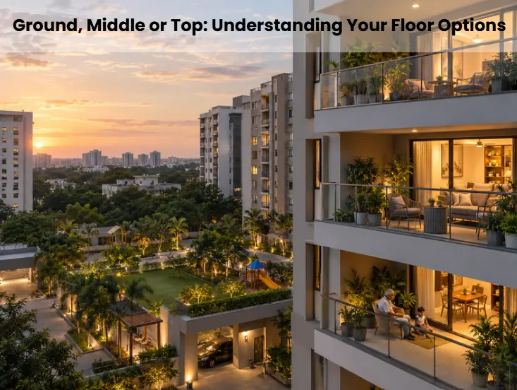 Ground, Middle or Top Floor Apartments in Chennai Modern Chennai apartment tower with balconies overlooking landscaped gardens and residential surroundings