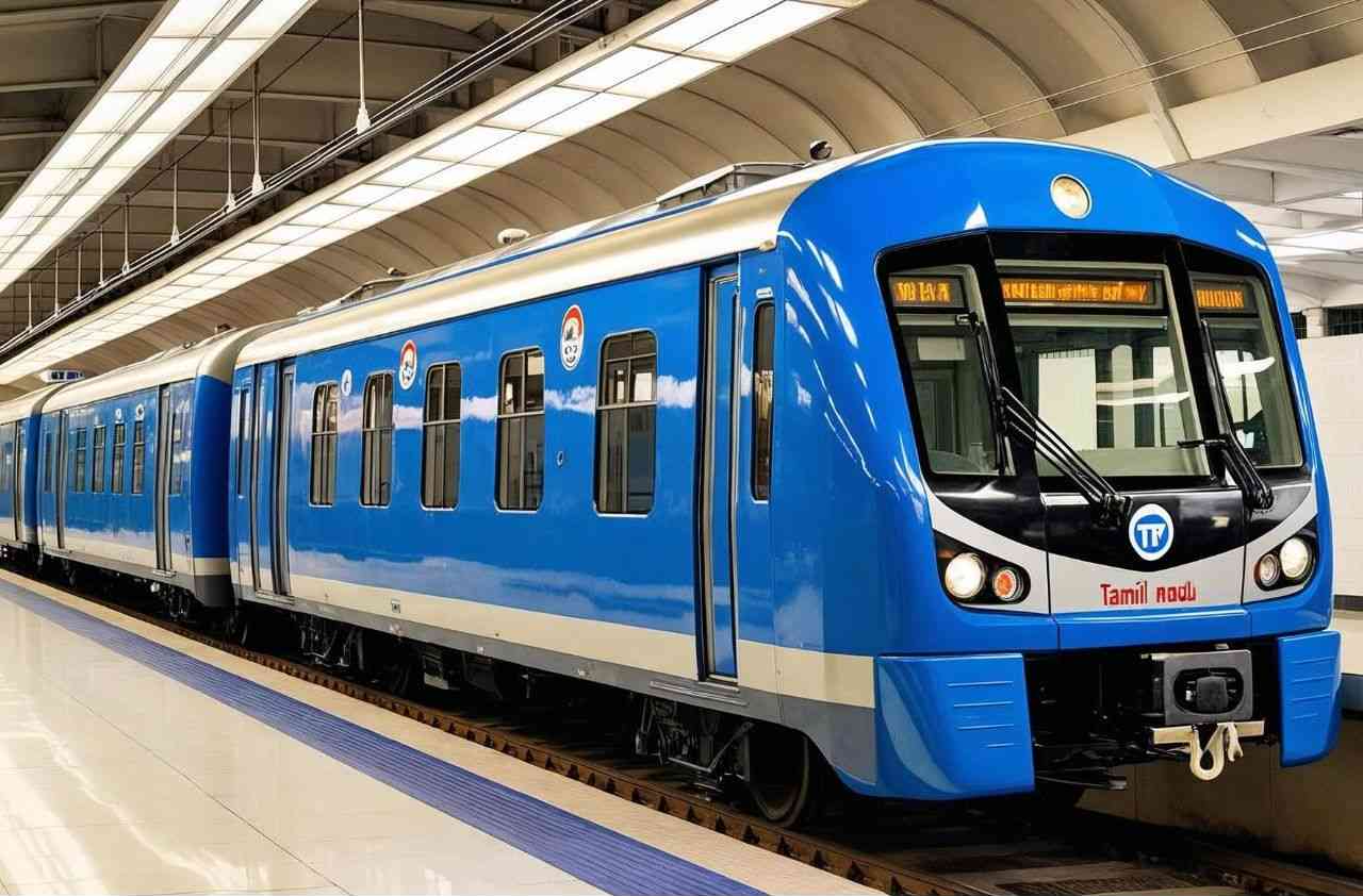Chennai Metro train ready at station, showcasing the ₹8,446 crore Phase II funding that is reshaping South Chennai’s connectivity and real estate market.