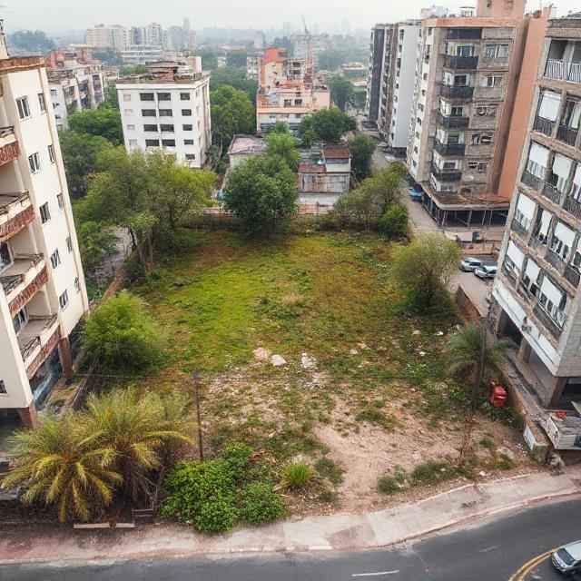 Drone survey of OSR land in Tambaram, mapping an open dump for urban planning, surrounded by buildings and a road with vehicles.