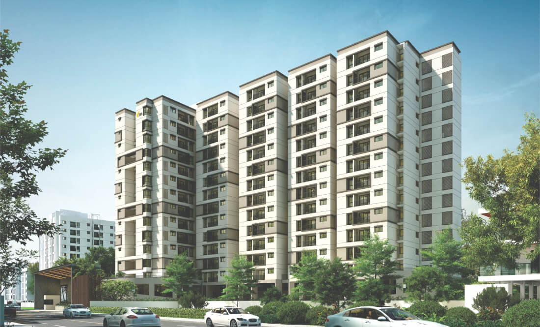 Front elevation of DRA Harmony Properties, Navalur - OMR, Chennai