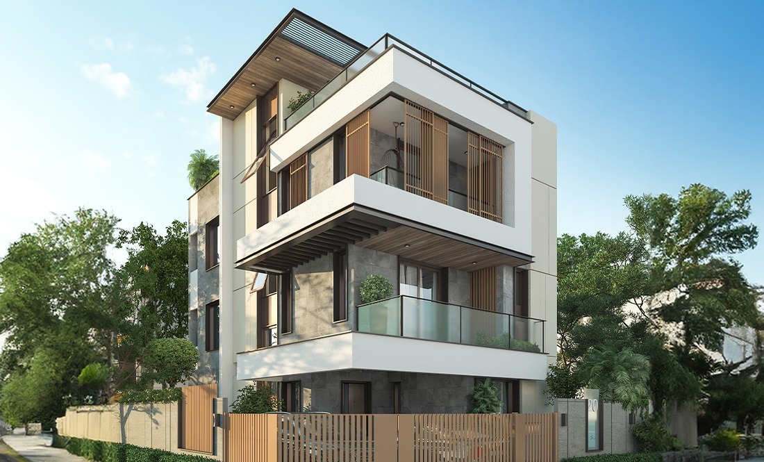 front-elevation-of-dra-inara-villas-in-navalur-omr-chennai